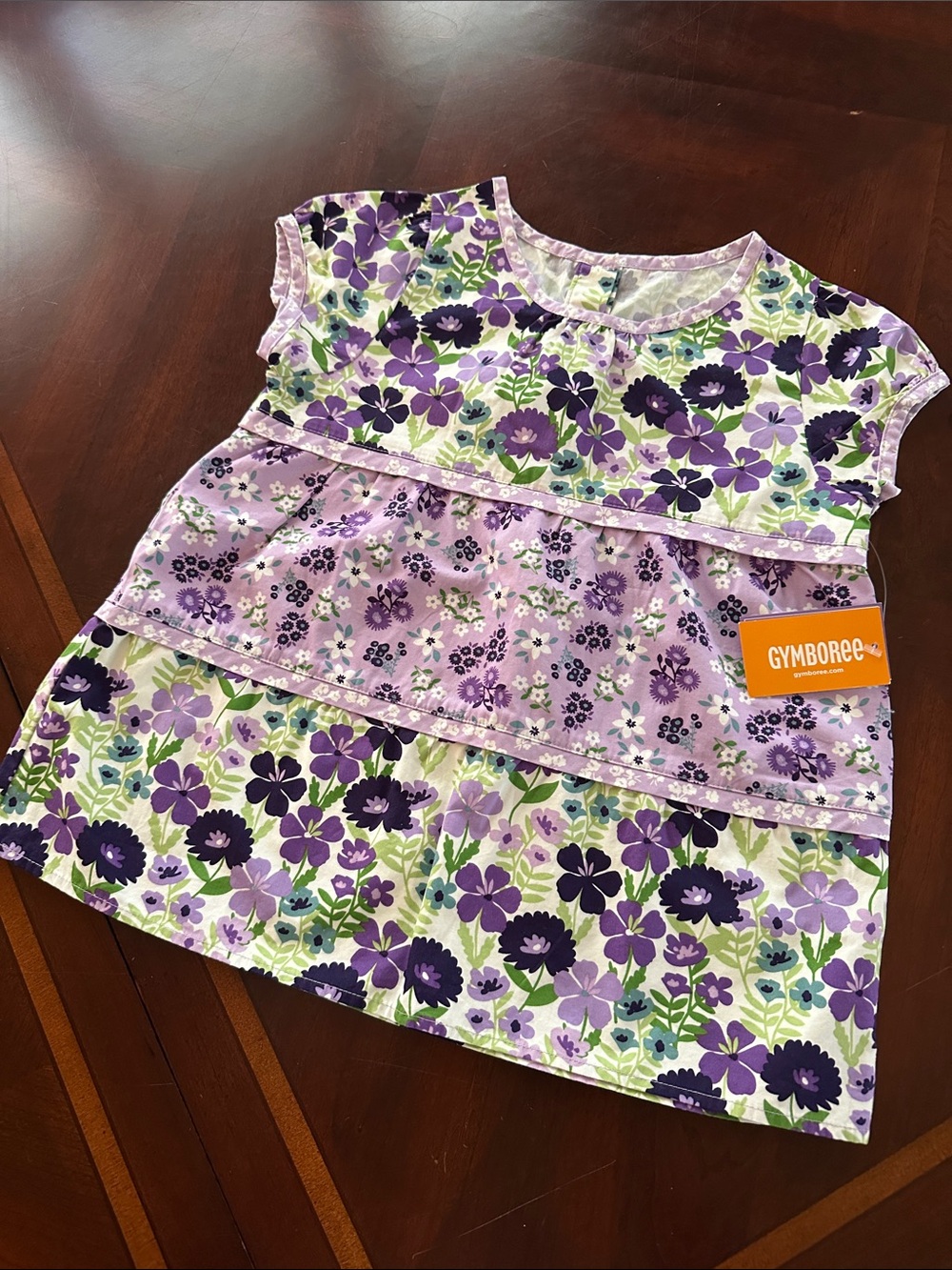 Gymboree Purple and Green Floral Tiered top